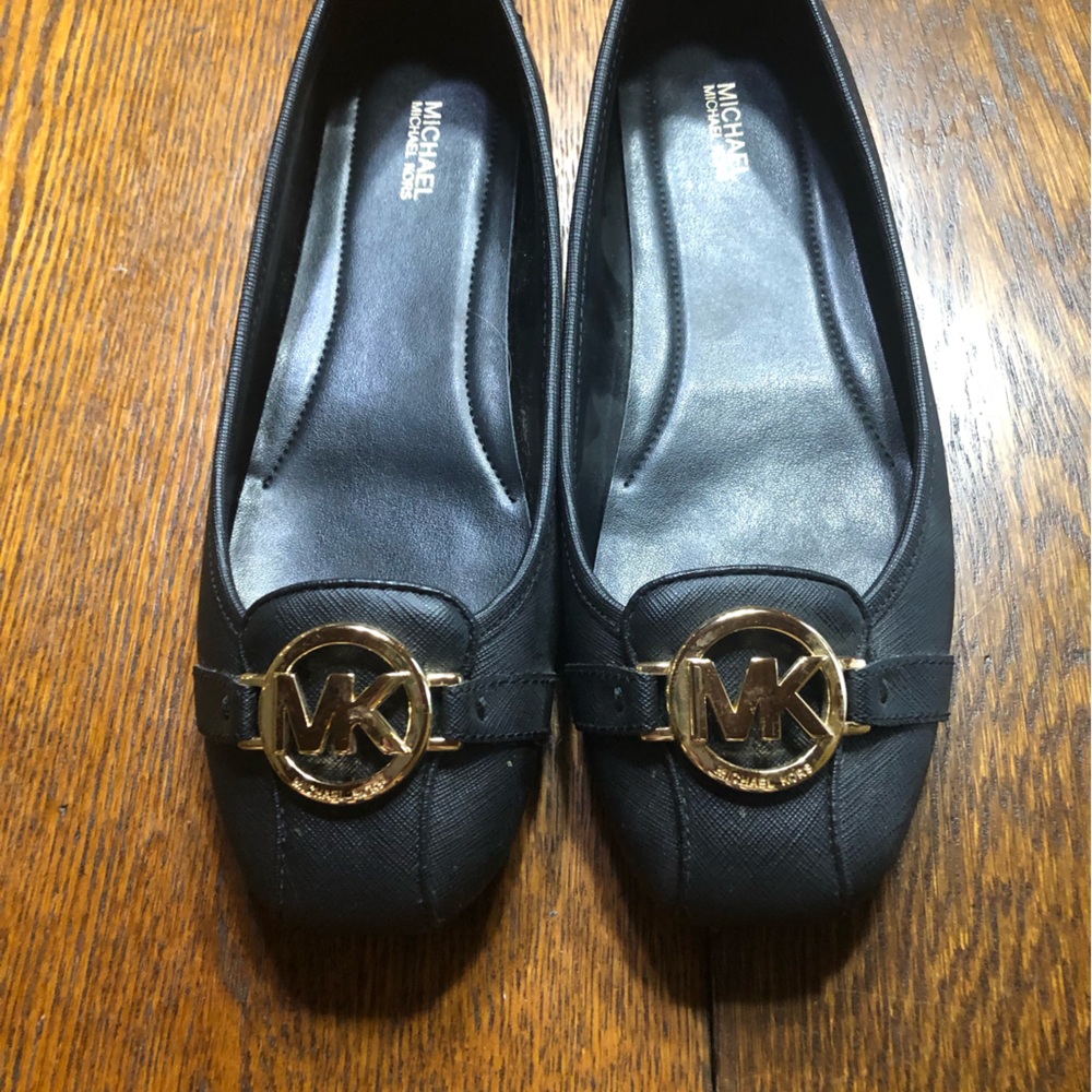Michael Kors Black Loafers with Gold Logo